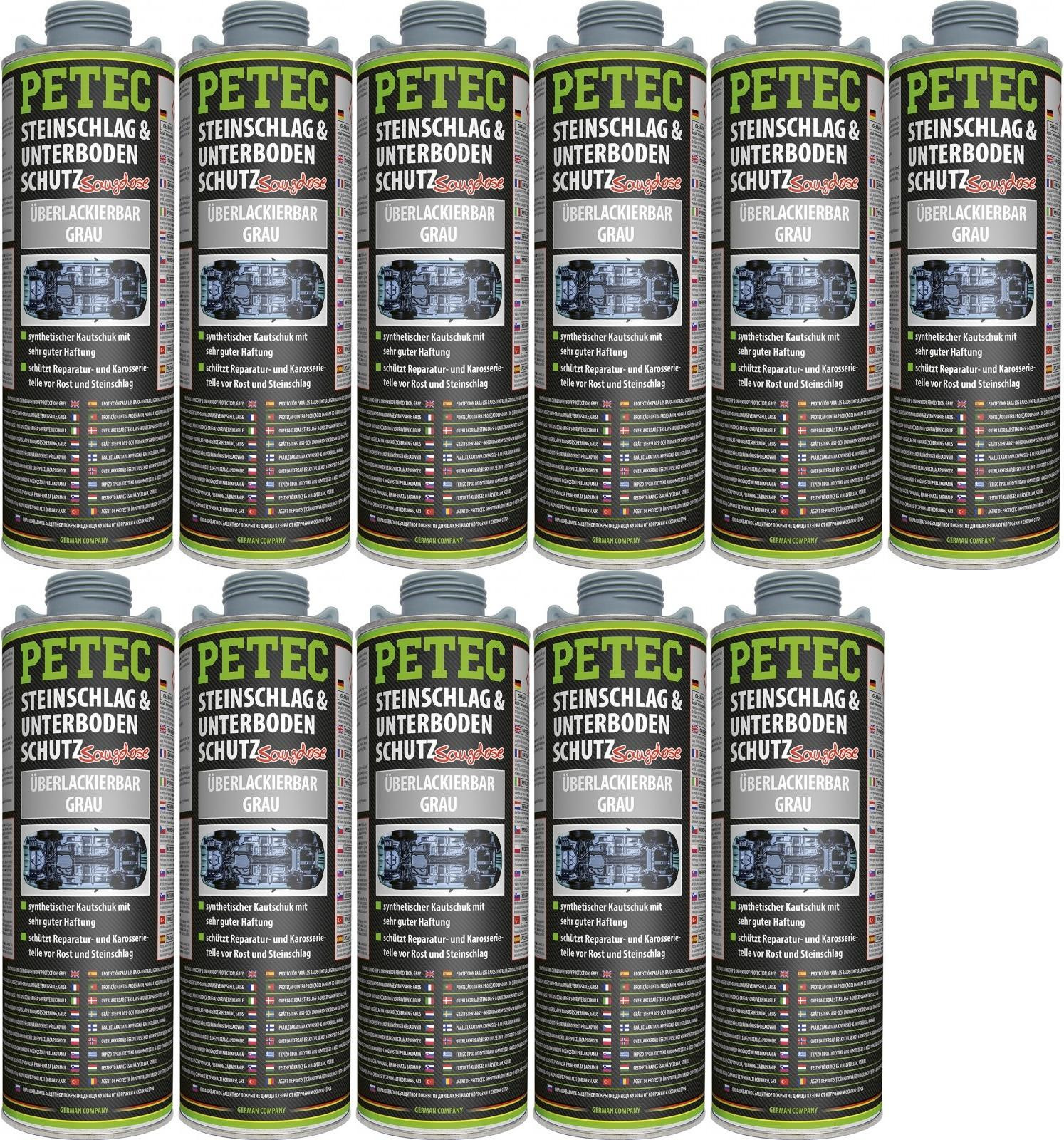 Petec Unterbodenschutz, Überlackierbar grau 1000ml Saugdose 11x 1l = 11 Liter