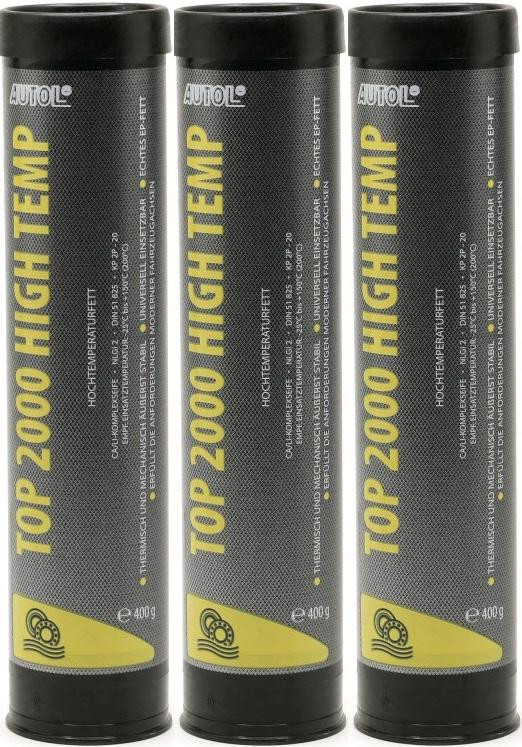 AUTOL TOP 2000 HIGH TEMP Lagerfett Hochtemperatur Fett Kartusche 3x 400 Gramm
