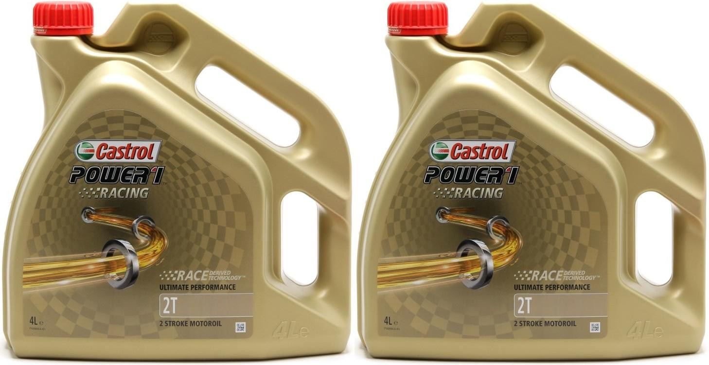 Castrol Power 1 Racing 2T vollsynthetisches Motorrad Motoröl 2x 4l = 8 Liter