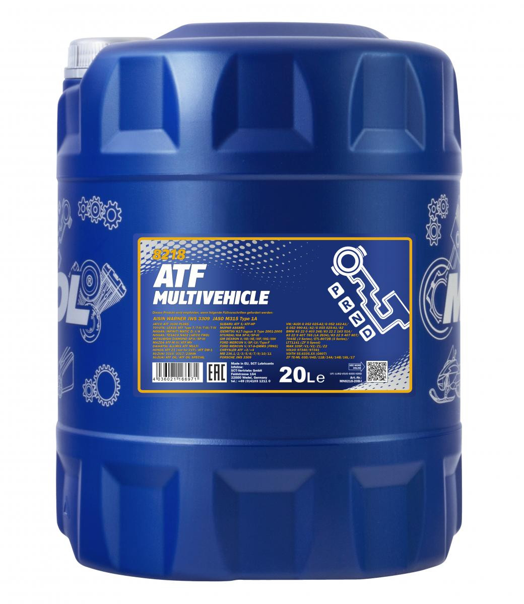 Mannol 8218 ATF Multivehickle JWS 3309 Automatikgetriebeöl 20l Kanister