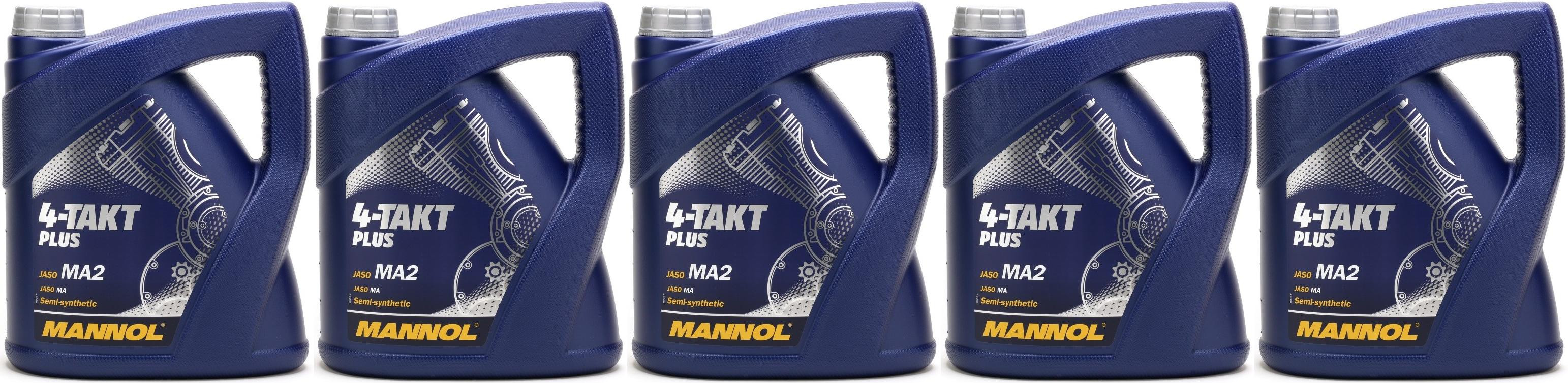 MANNOL 4-Takt Plus 10W-40 Motorrad Motoröl 5x 4l = 20 Liter ...