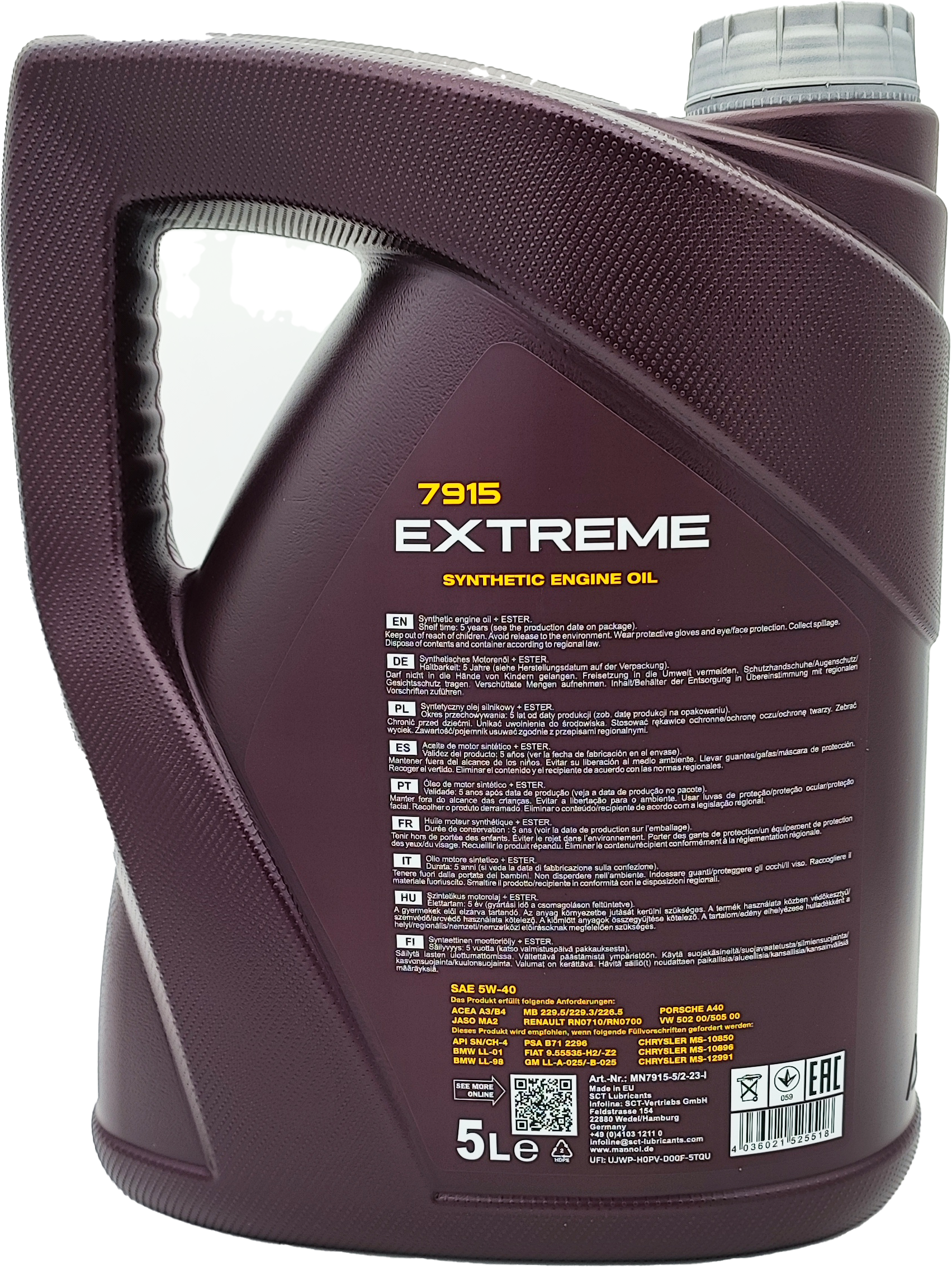 Mannol 7915 Extreme 5W-40 synthetisches Motoröl 5l Kanister