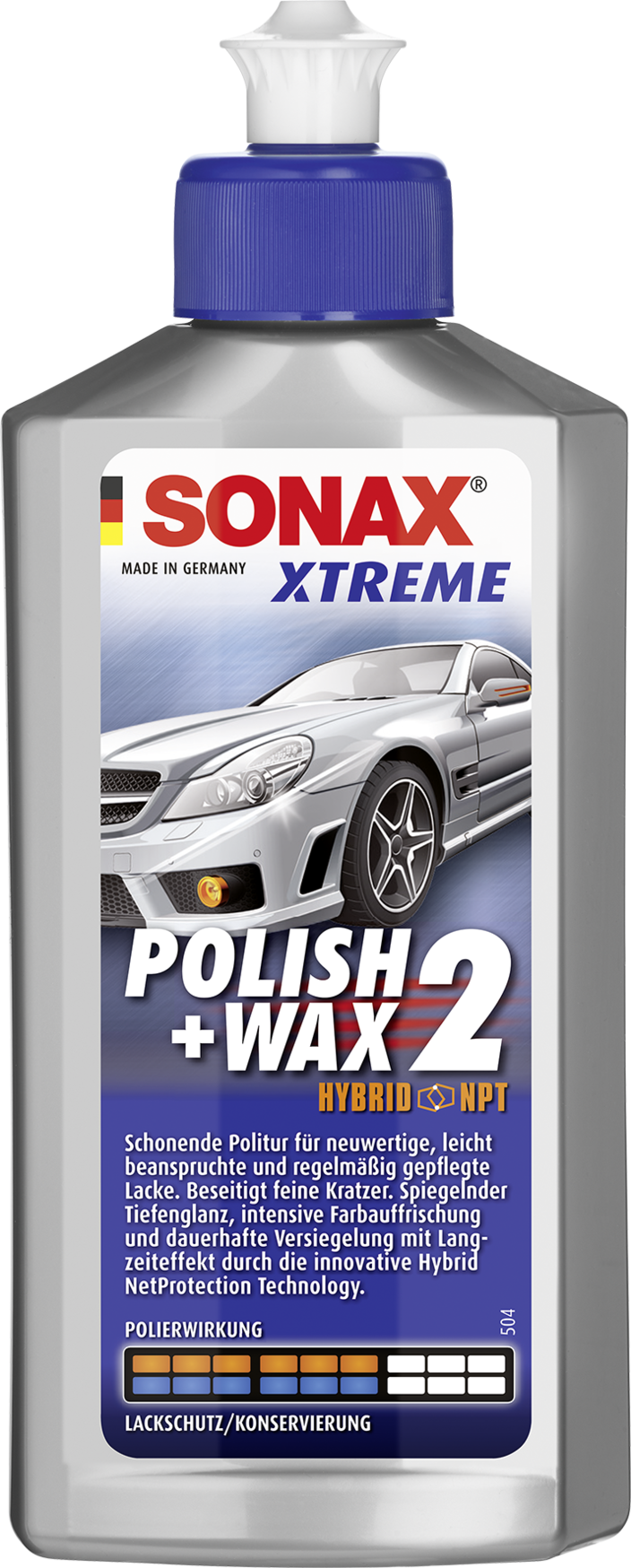 SONAX XTREME Polish & Wax 2 Hybrid NPT 250 ml schonende Politur für neuwertige, leicht beanspruchte & regelmäßig gepflegte Lacke | Art-Nr. 207100