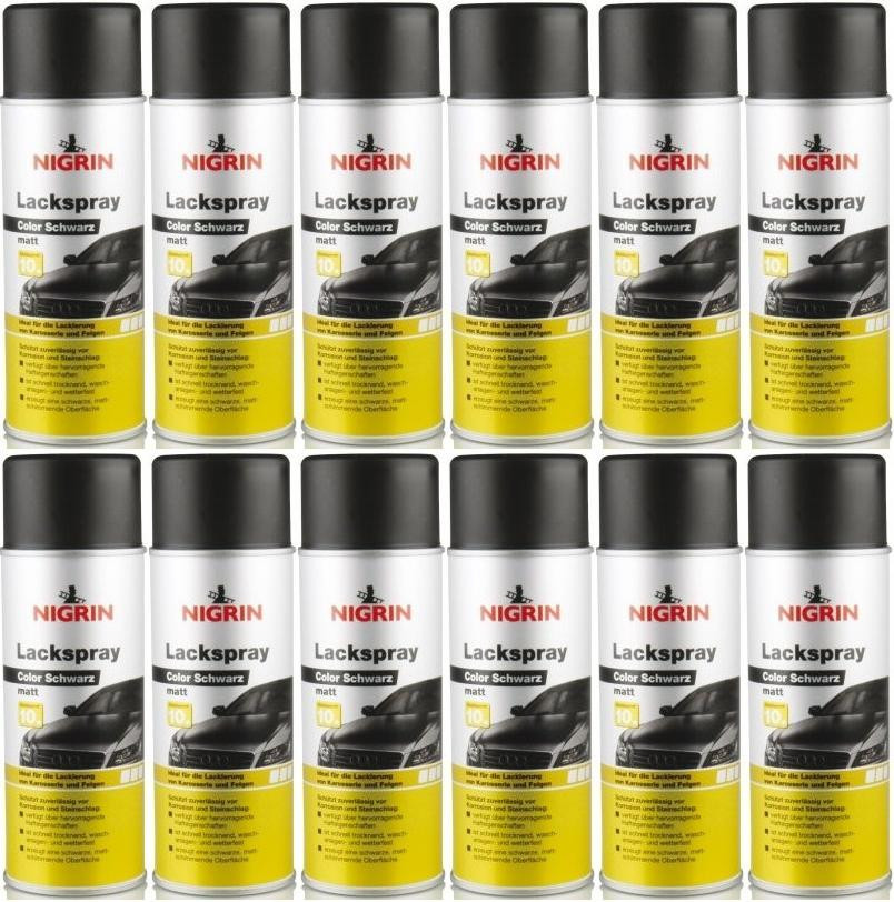 Nigrin Lackspray schwarz matt Spray 12x 400 Milliliter