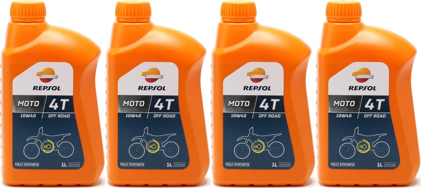 Repsol Motorrad Motoröl MOTO OFF ROAD 4T 10W40 1 Liter 4x 1l = 4 Liter ...
