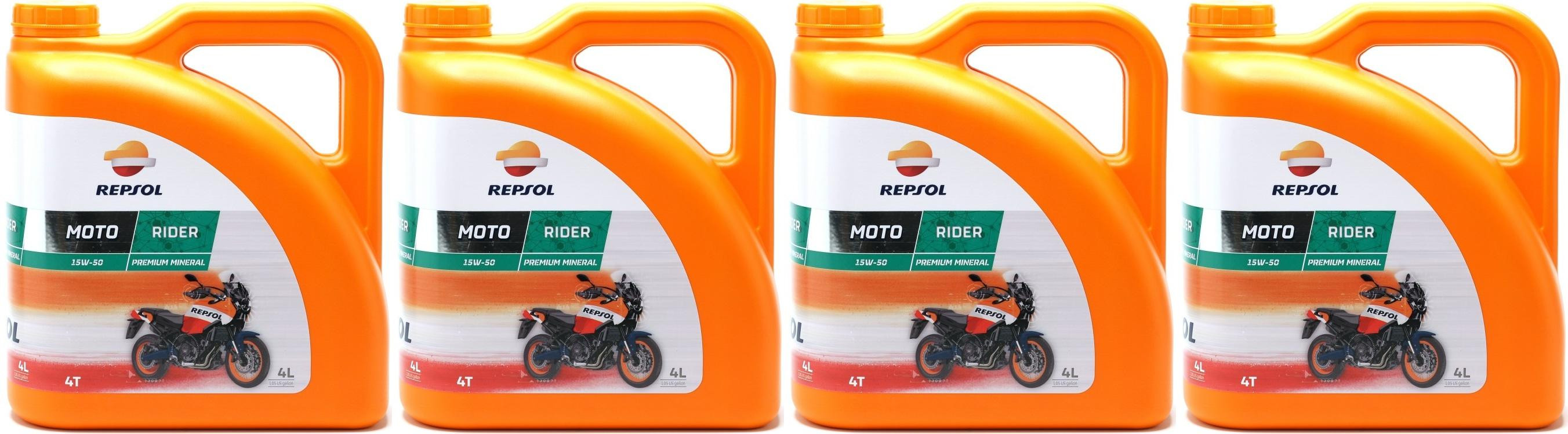 Repsol Motorrad Motoröl MOTO RIDER 4T 15W50 4x 4l = 16 Liter