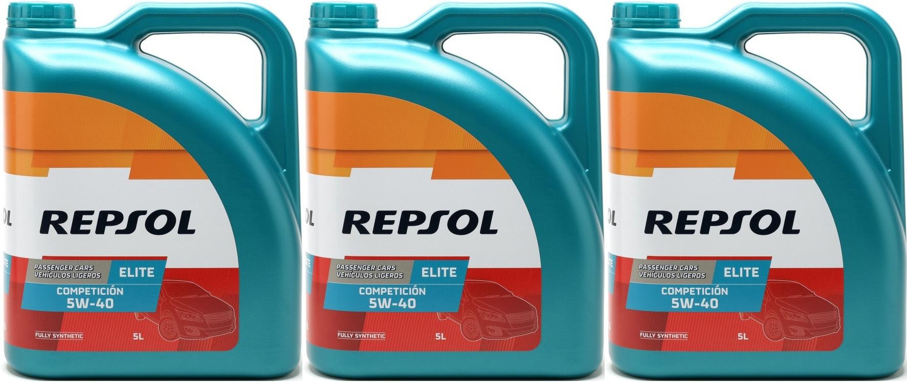 Repsol Motoröl ELITE COMPETICION 5W40 3x 5 = 15 Liter - SAE 5W-40 ...