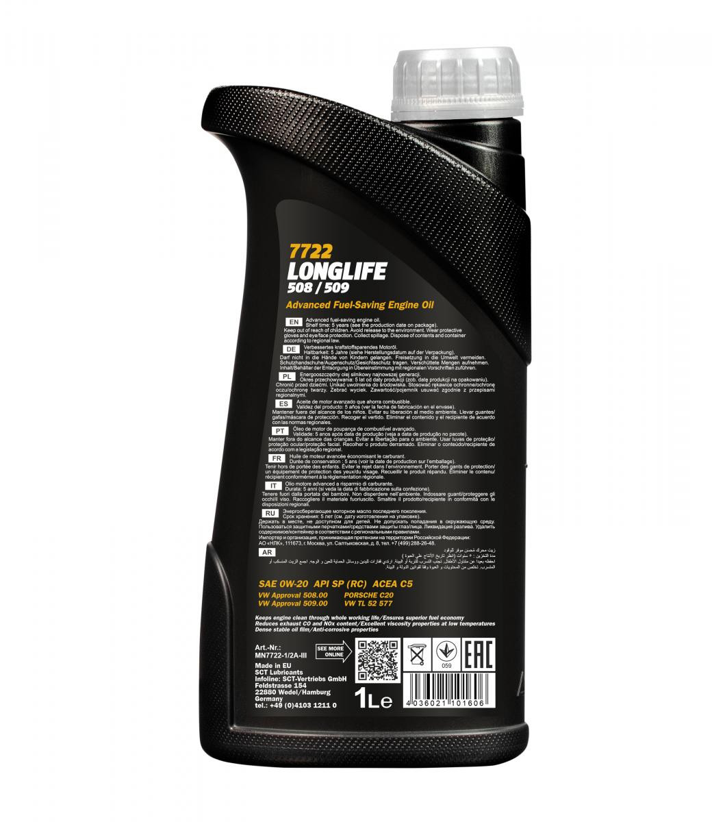 Mannol 7722 Longlife 508/509 0W-20 Motoröl 1l Flasche