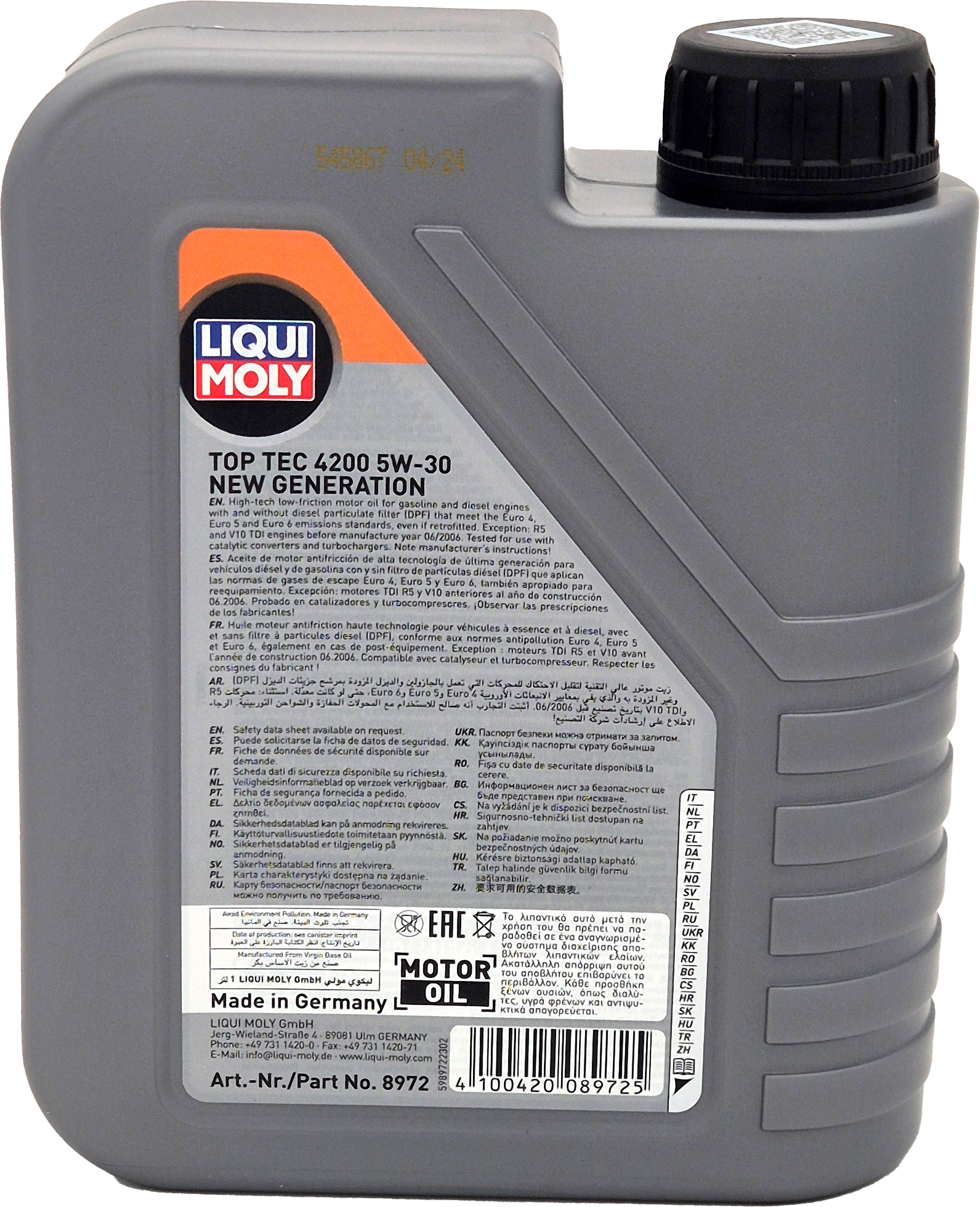Liqui Moly 3706 5W-30 Top Tec 4200 Longlife III Motoröl 1l Flasche