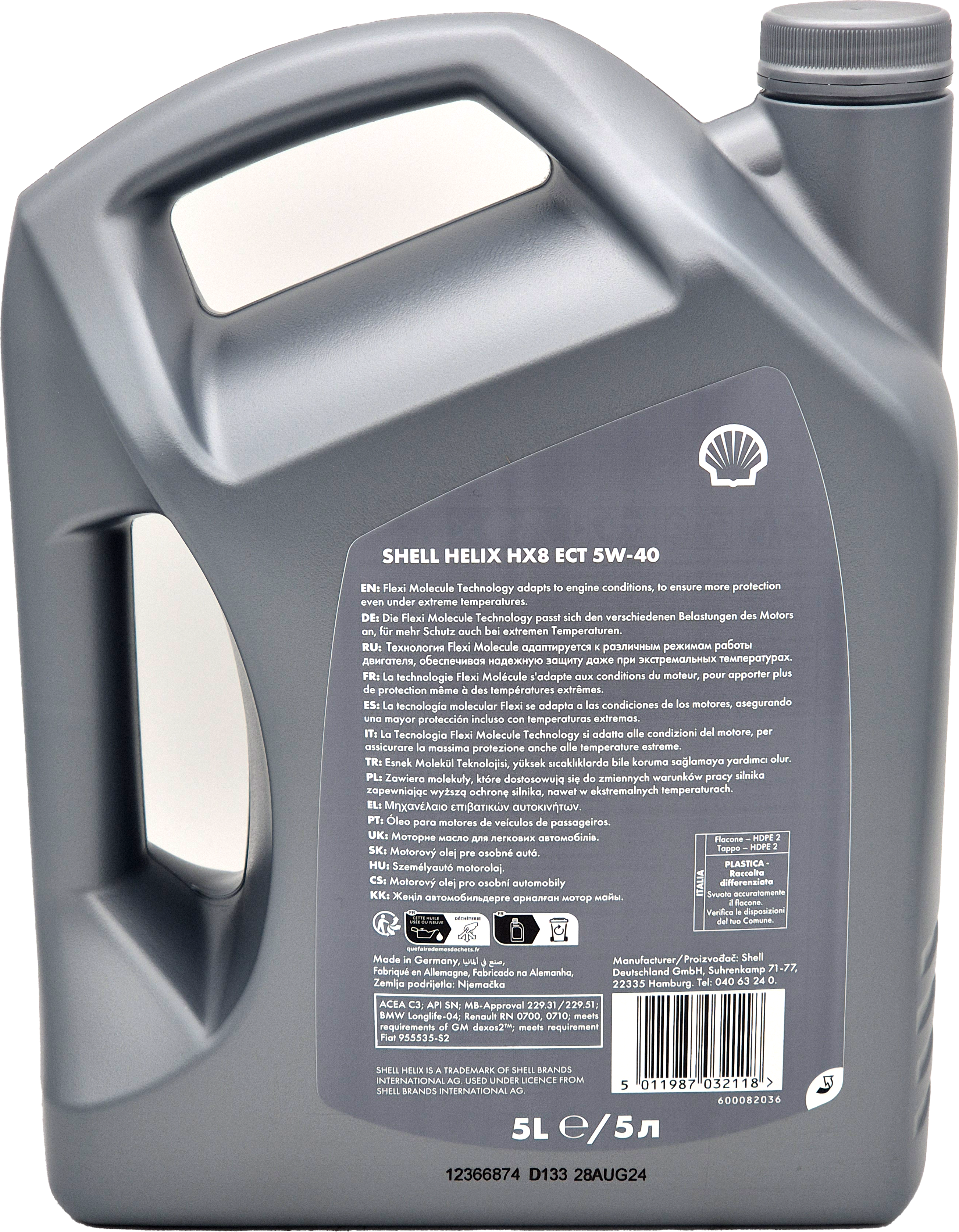 Shell Helix HX8 ECT 5W-40 Motoröl 5l Flasche