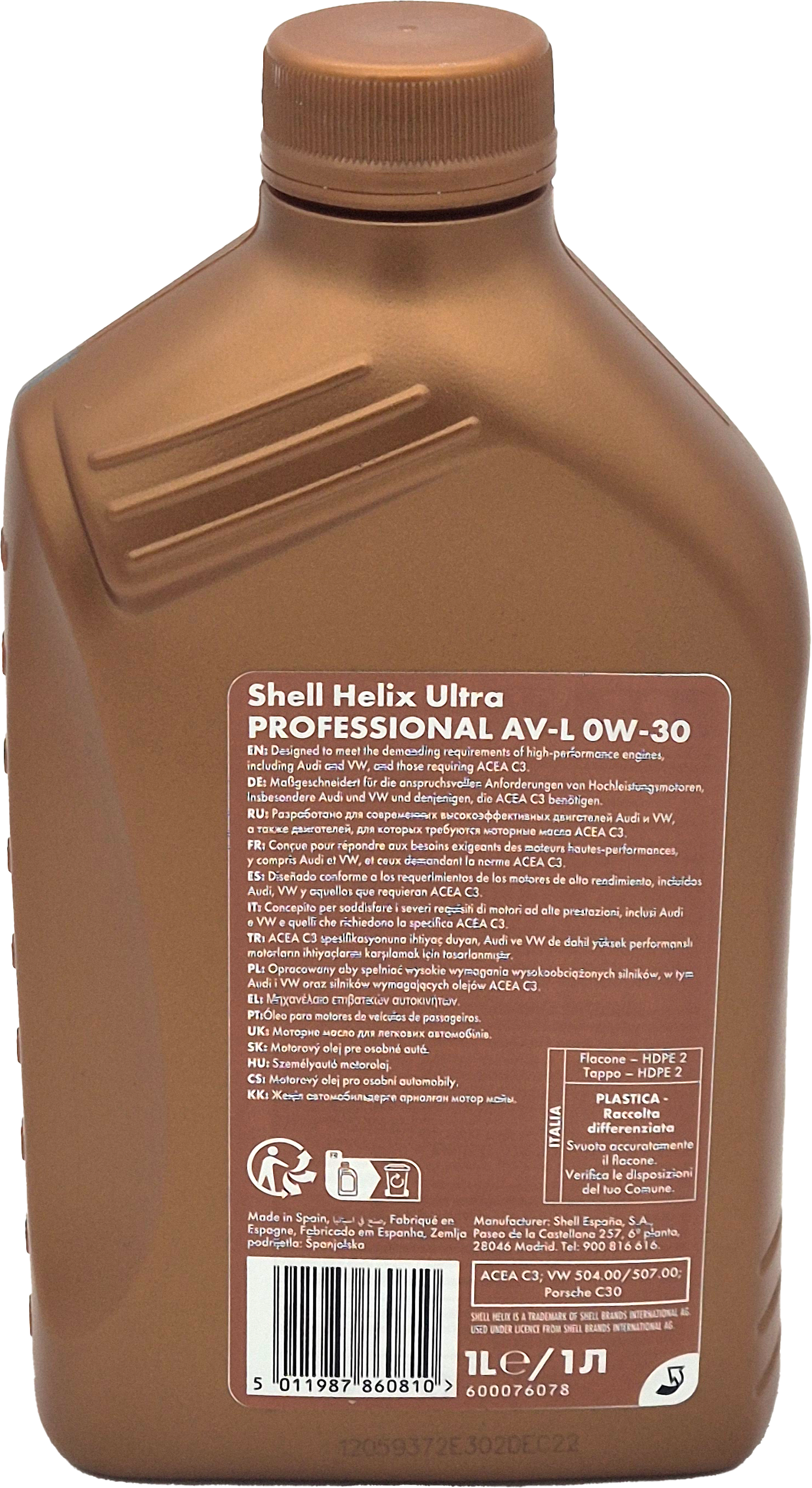 Shell Helix Ultra Professional AV-L 0W-30 Motoröl 1l Flasche