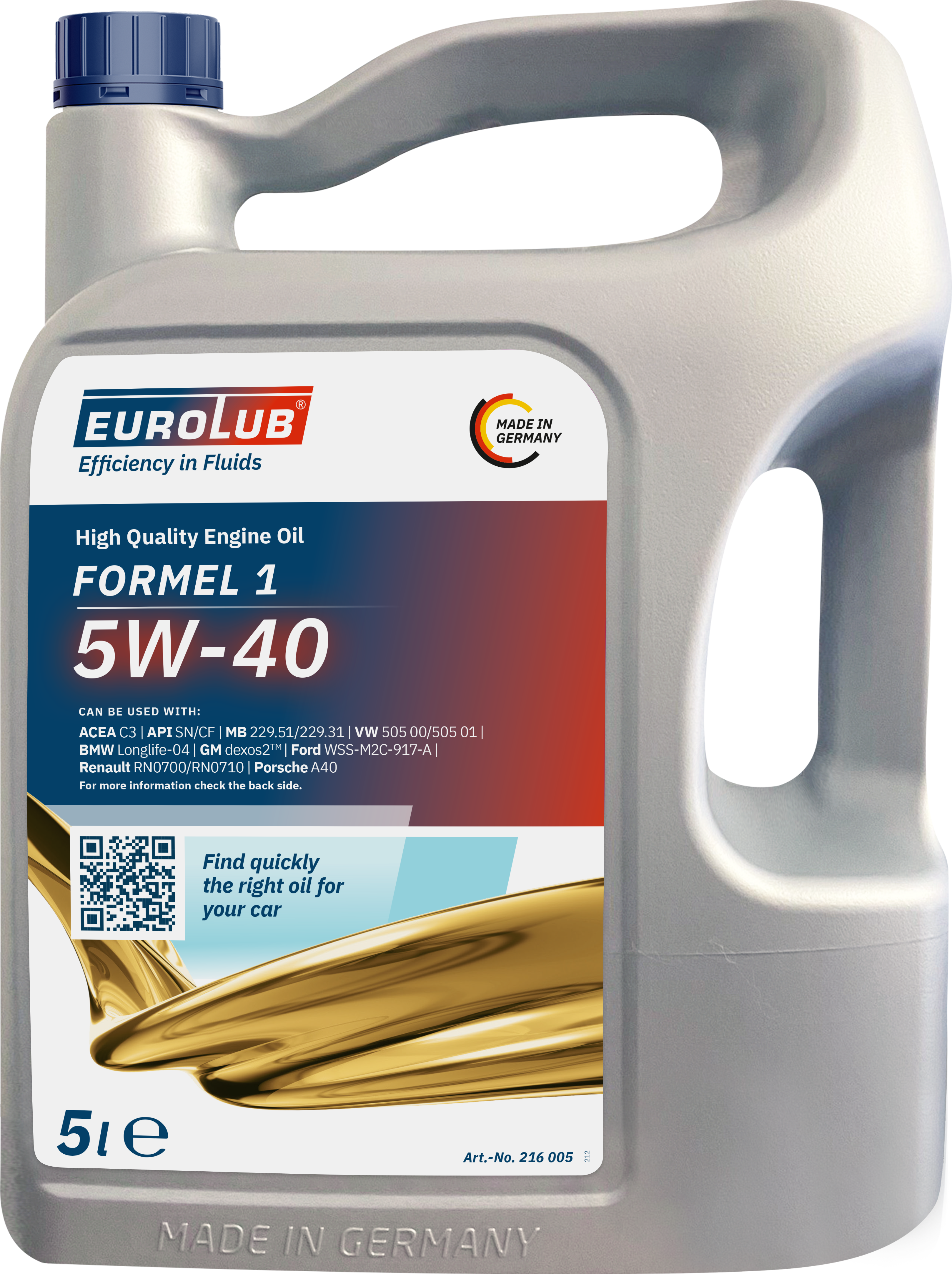 Eurolub Formel 1 5W-40 Motoröl 5l Kanister