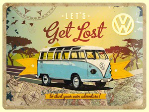VW Bulli Get Lost - Metallschild 30x40 cm