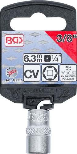 BGS Steckschlüssel-Einsatz Sechskant | Antrieb Innenvierkant 6,3 mm (1/4