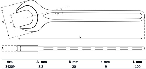 BGS Einmaulschlüssel | DIN 894 | SW 9 mm
