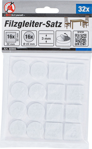 BGS Filzgleiter-Satz | weiß | 32-tlg.