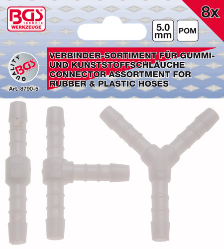 BGS Schlauchverbinder-Sortimente | kraftstoffbeständig | 5 mm | 8 tlg.