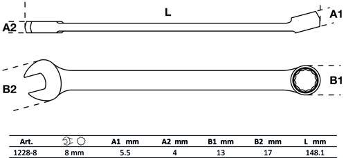 BGS Maul-Ringschlüssel | extra lang | SW 8 mm