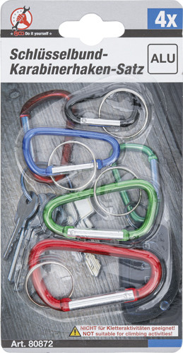 BGS Schlüsselbund-Karabinerhaken-Satz | 4-tlg.