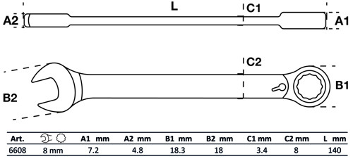 BGS Ratschenring-Maulschlüssel | umschaltbar | SW 8 mm