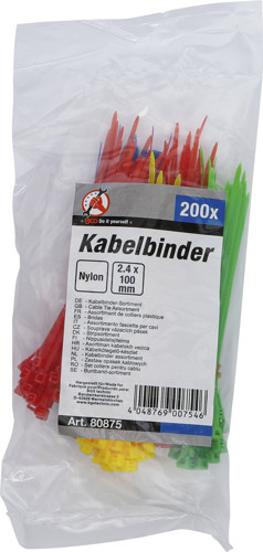BGS Kabelbinder-Sortiment | farbig | 2,4 x 100 mm | 200-tlg.