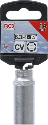 BGS Steckschlüssel-Einsatz Sechskant, tief | Antrieb Innenvierkant 6,3 mm (1/4