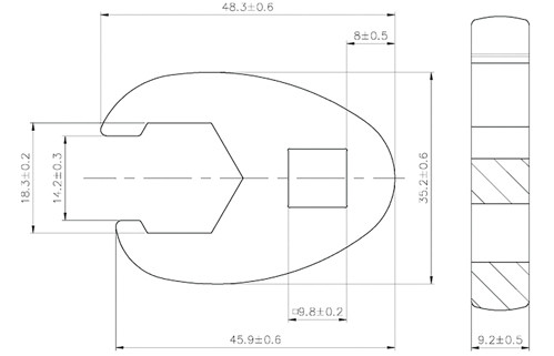 BGS Hahnenfußschlüssel | Antrieb Innenvierkant 10 mm (3/8