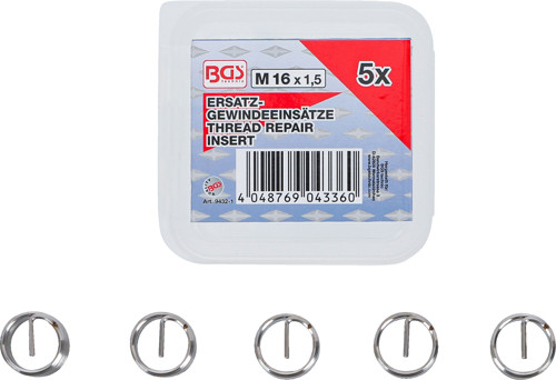 BGS Ersatz-Gewindeeinsätze | M16 x 1,5 mm | 5-tlg.