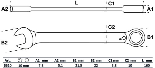 BGS Ratschenring-Maulschlüssel | umschaltbar | SW 10 mm