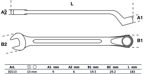 BGS Maul-Ringschlüssel, gekröpft | SW 13 mm