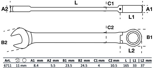 BGS Ratschenring-Maulschlüssel | abwinkelbar | SW 11 mm