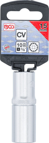 BGS Steckschlüssel-Einsatz Gear Lock, tief | Antrieb Innenvierkant 10 mm (3/8