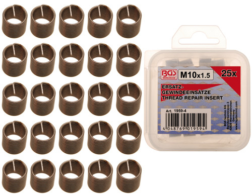 BGS Ersatz-Gewindeeinsätze | M10 x 1,5 mm | 25-tlg.