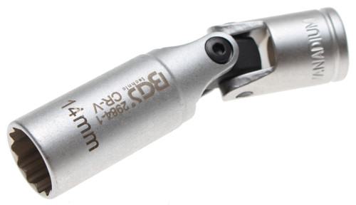 BGS Glühkerzen-Gelenk-Einsatz Zwölfkant | Antrieb Innenvierkant 10 mm (3/8