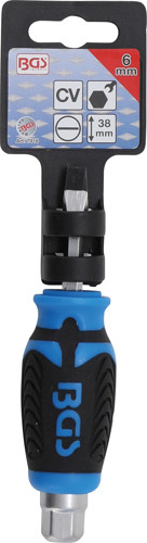 BGS Schraubendreher | mit Außensechskant | Schlitz 6 mm | Klingenlänge 38 mm