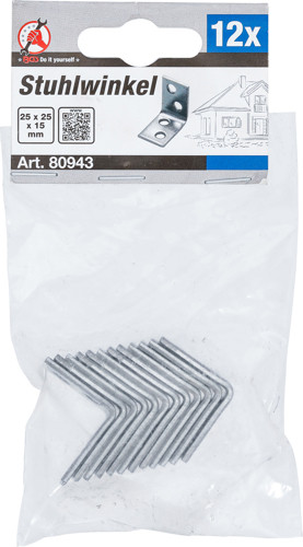 BGS Stuhlwinkel | 25 x 25 x 15 mm | 12-tlg.