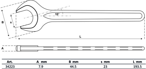 BGS Einmaulschlüssel | DIN 894 | SW 23 mm