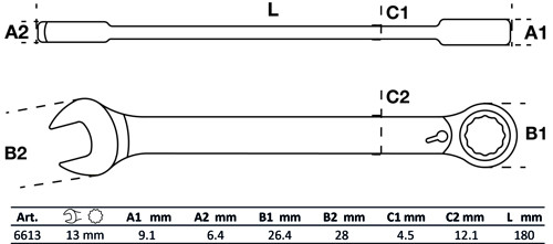 BGS Ratschenring-Maulschlüssel | umschaltbar | SW 13 mm