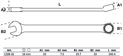 BGS Maul-Ringschlüssel | extra lang | SW 16 mm