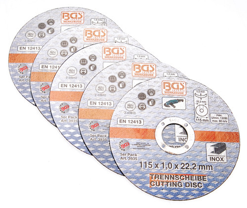 BGS Trennscheiben für Edelstahl | Ø 115 x 1,0 x 22,2 mm | 5-tlg.