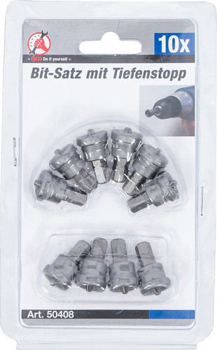 BGS Bit-Satz mit Tiefenstopp | für Gipskartonplatten | Antrieb Außensechskant 6,3 mm (1/4