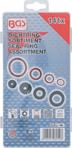 BGS Dichtring-Sortiment | Gummi und Fiberglas | 141-tlg.