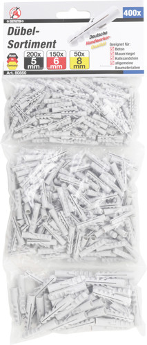 BGS Dübel-Sortiment | 5 / 6 / 8 mm | 400-tlg.