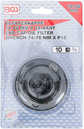 BGS Ölfilterschlüssel | 15-kant | Ø 74 - 76 mm | für Audi, Ford, Mercedes-Benz, Opel, VW