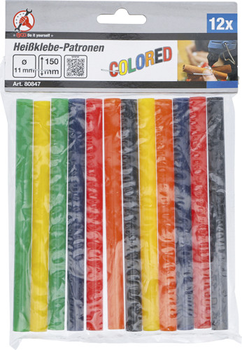 BGS Heißklebe-Patronen | bunt | Ø 11 mm, 150 mm | 12-tlg.