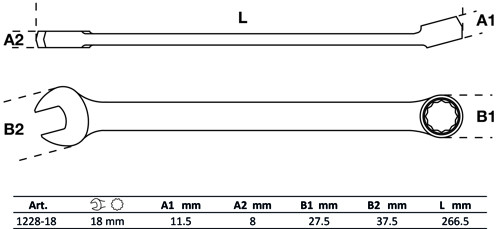 BGS Maul-Ringschlüssel | extra lang | SW 18 mm