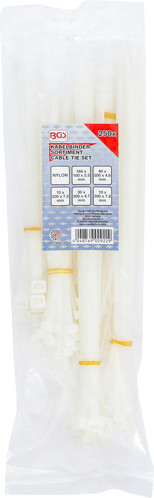 BGS Kabelbinder-Sortiment | weiß | verschiedene Größen | 250-tlg.