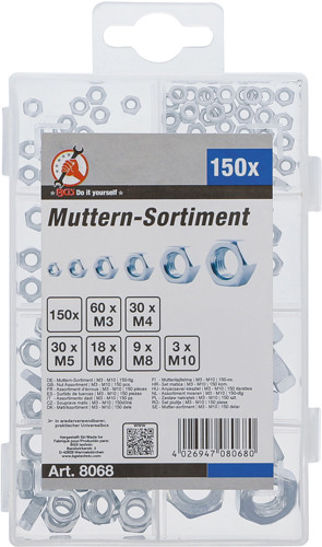 BGS Muttern-Sortiment | M3 - M10 | 150-tlg.