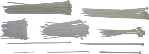 BGS Kabelbinder-Sortiment | weiß | 100 - 300 mm | 250-tlg.