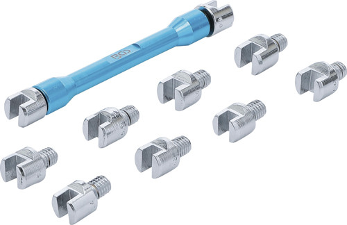 BGS Speichenschlüssel | austauschbare Köpfe | für Motorräder | 10-tlg.
